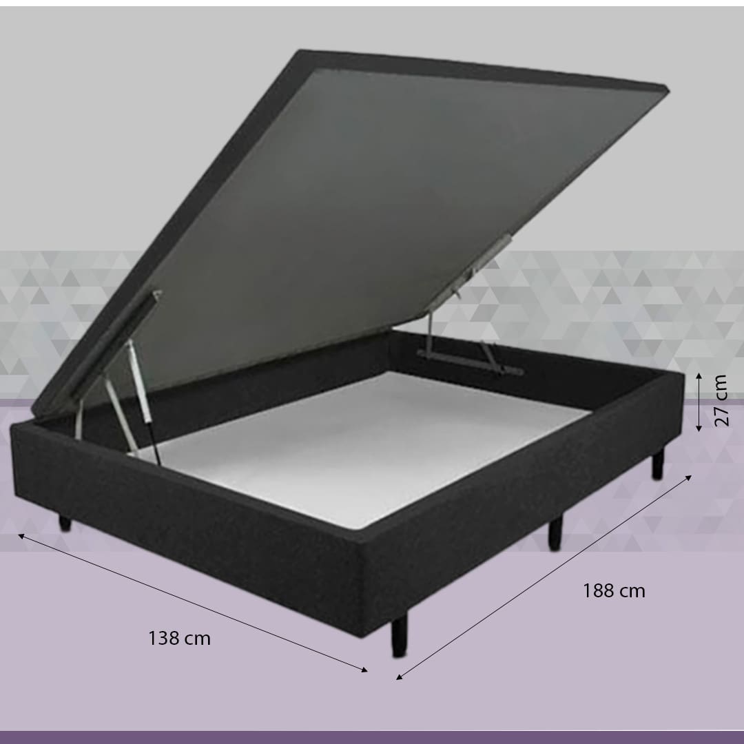 Base Box MGA Lift Cotton baú estrutura revestimento pés fixos medidas