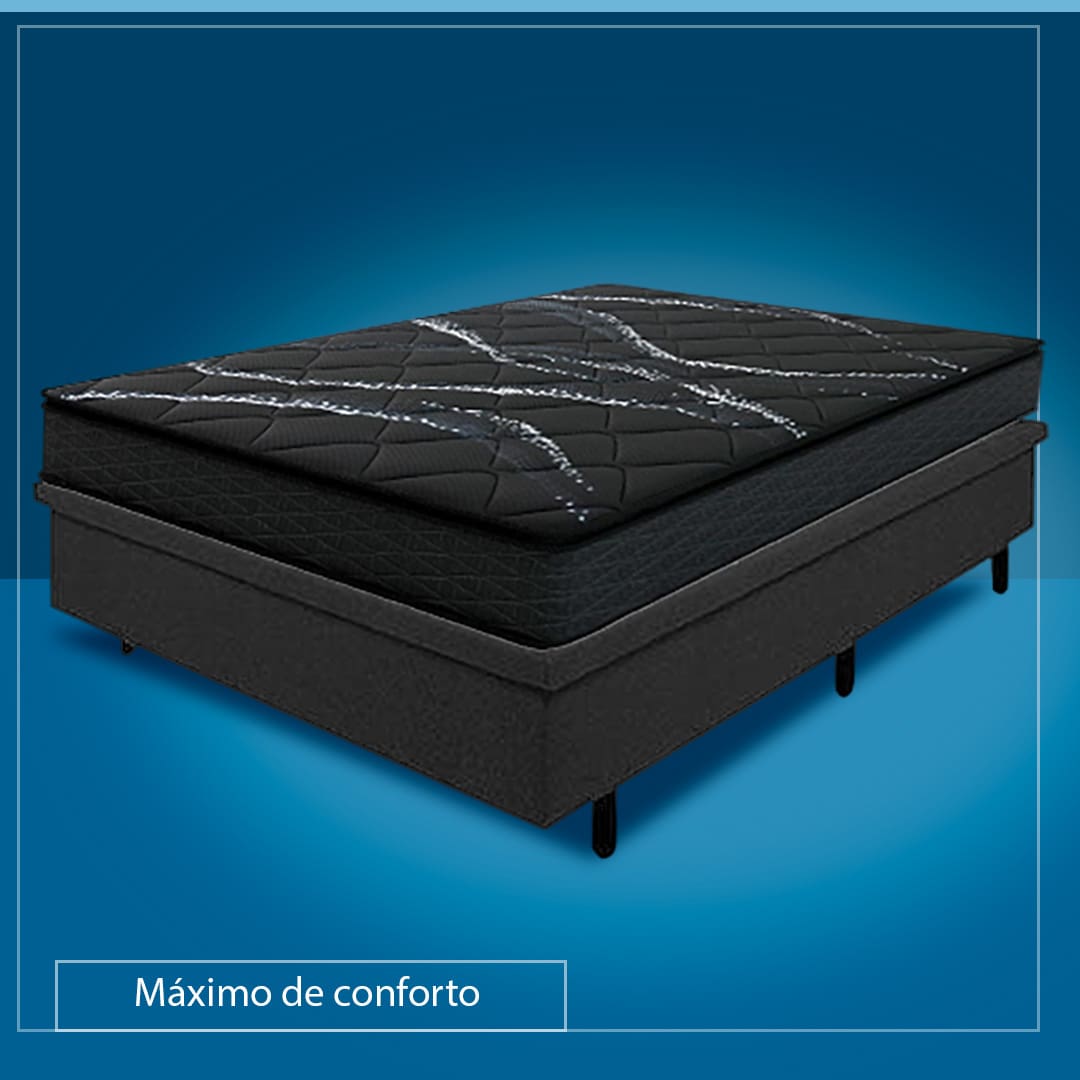 Colchão Casal Umaflex New Itália Black + Base Box MGA Lift Cotton 