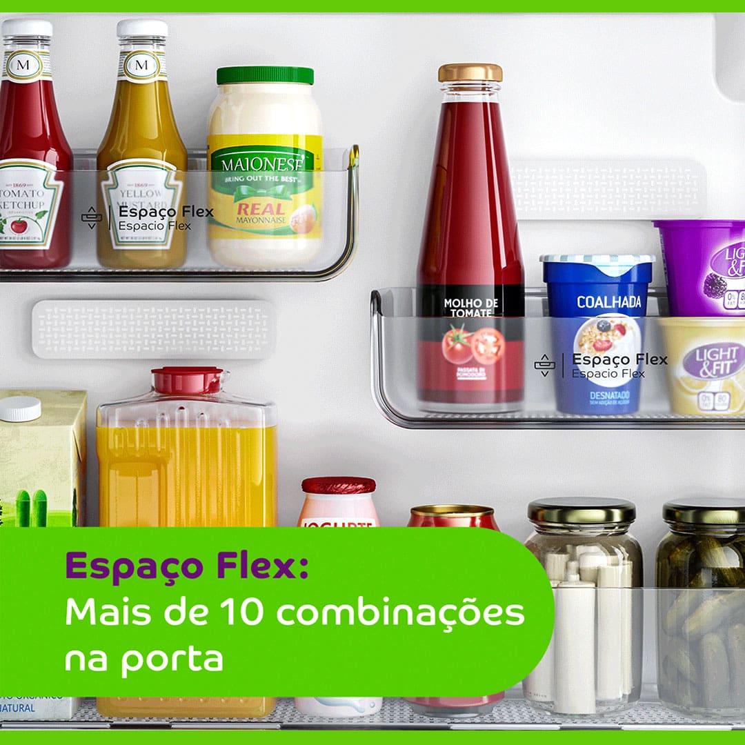 Geladeira Consul CRM50FB espaço flex compartimento verduras legumes