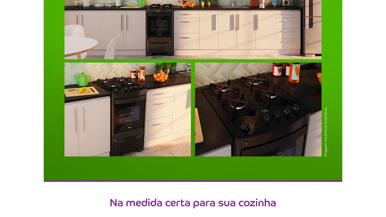 Fogão Consul 4 Bocas CFO4VAE Preto com Mesa de Vidro