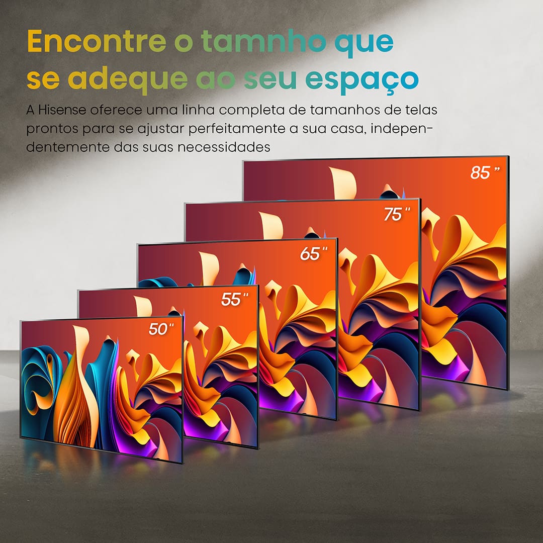 A Smart TV Hisense 50Q6N proporciona uma experiência visual impressionante com sua tela UHD 4K QLED, garantindo imagens nítidas e cores vibrantes. Equipada com tecnologia HDR10+, oferece uma profundidade de cor e contraste mais precisos, para que cada detalhe seja revelado com realismo. Ideal para filmes, séries e jogos, sua tela plana oferece uma visão ampla e envolvente, aprimorando ainda mais a qualidade visual.
