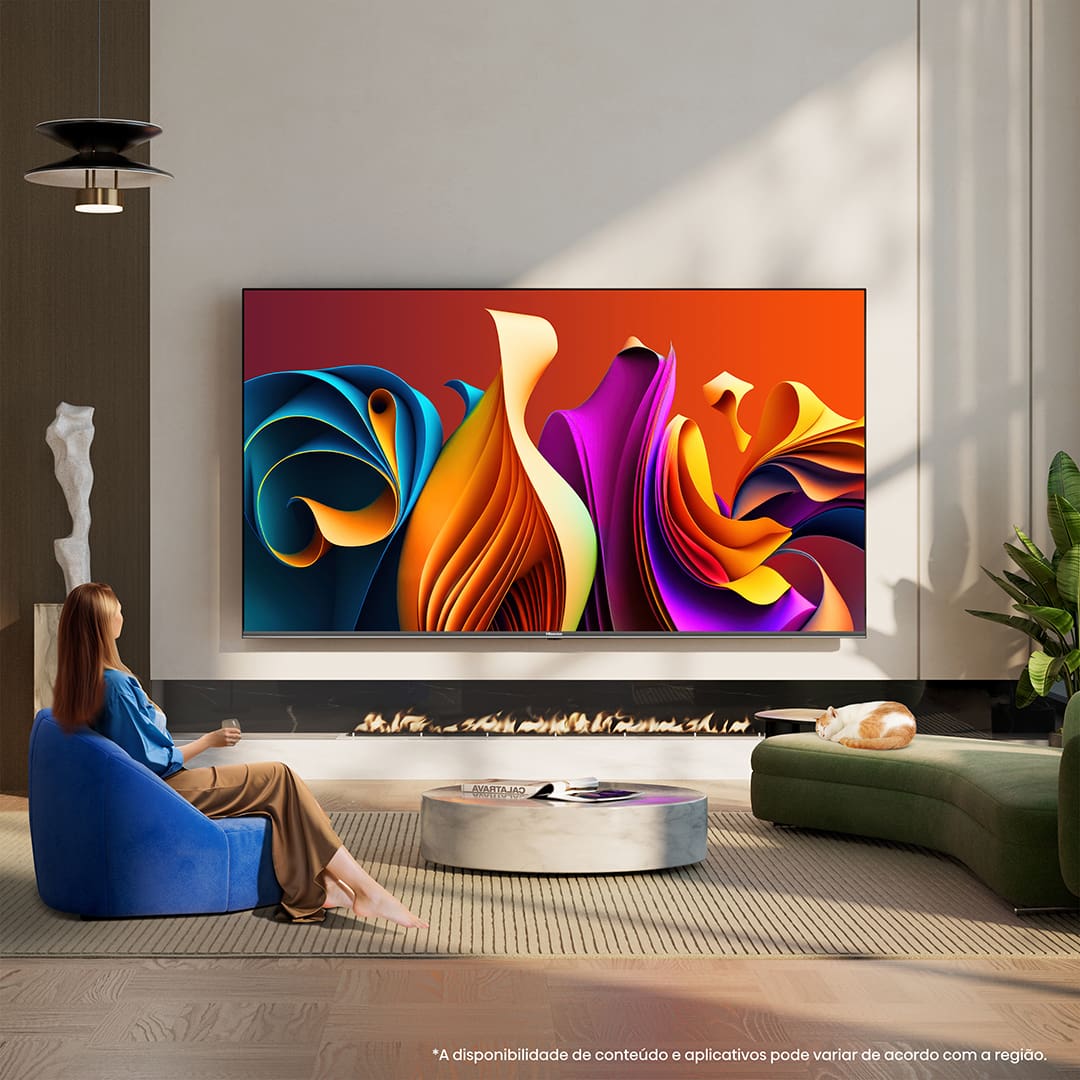 A Smart TV Hisense 50Q6N proporciona uma experiência visual impressionante com sua tela UHD 4K QLED, garantindo imagens nítidas e cores vibrantes. Equipada com tecnologia HDR10+, oferece uma profundidade de cor e contraste mais precisos, para que cada detalhe seja revelado com realismo. Ideal para filmes, séries e jogos, sua tela plana oferece uma visão ampla e envolvente, aprimorando ainda mais a qualidade visual.
