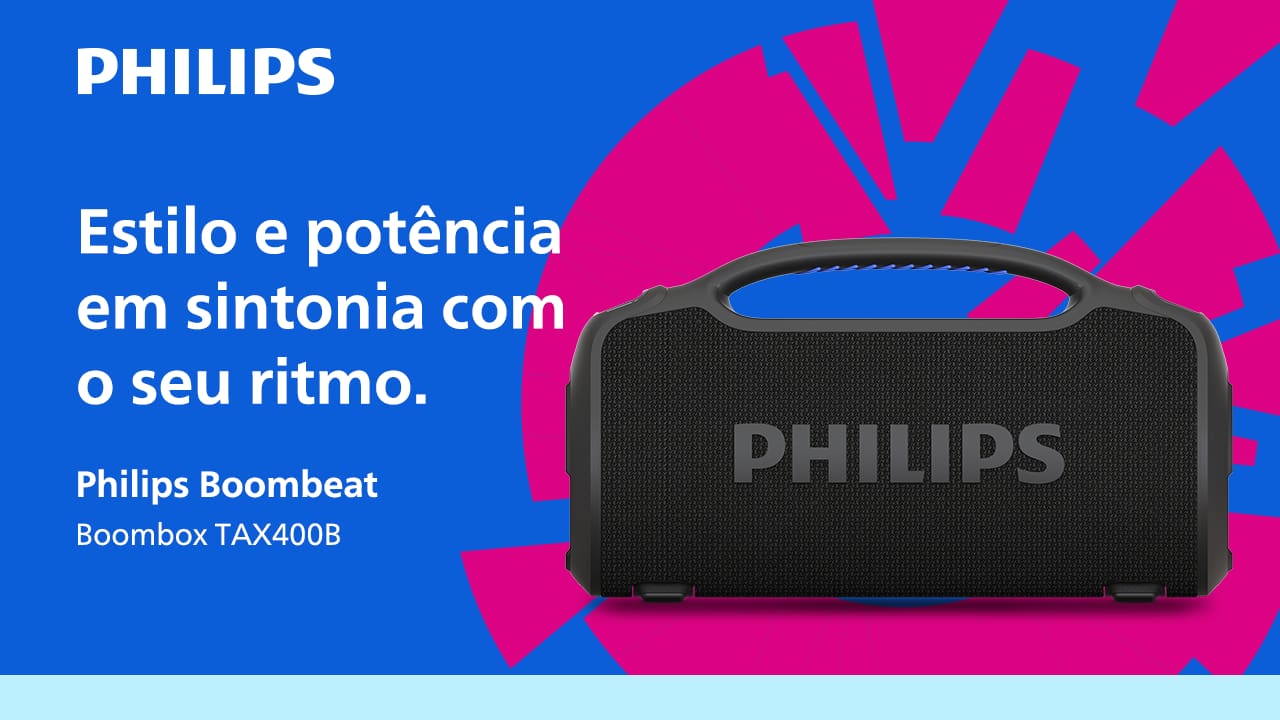 Caixa de Som Portátil Philips Boombeat TAX400B/78 200W Bluetooth Alça Removível Bivolt