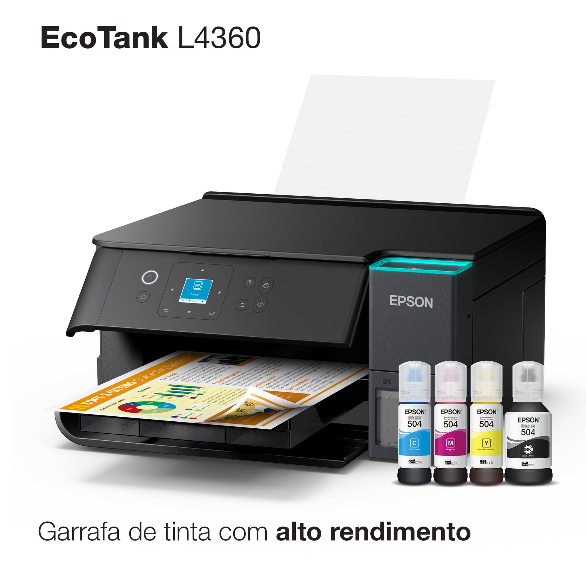 Multifuncional Tanque de Tinta Epson EcoTank L4360 Wi-Fi Colorida Bivolt