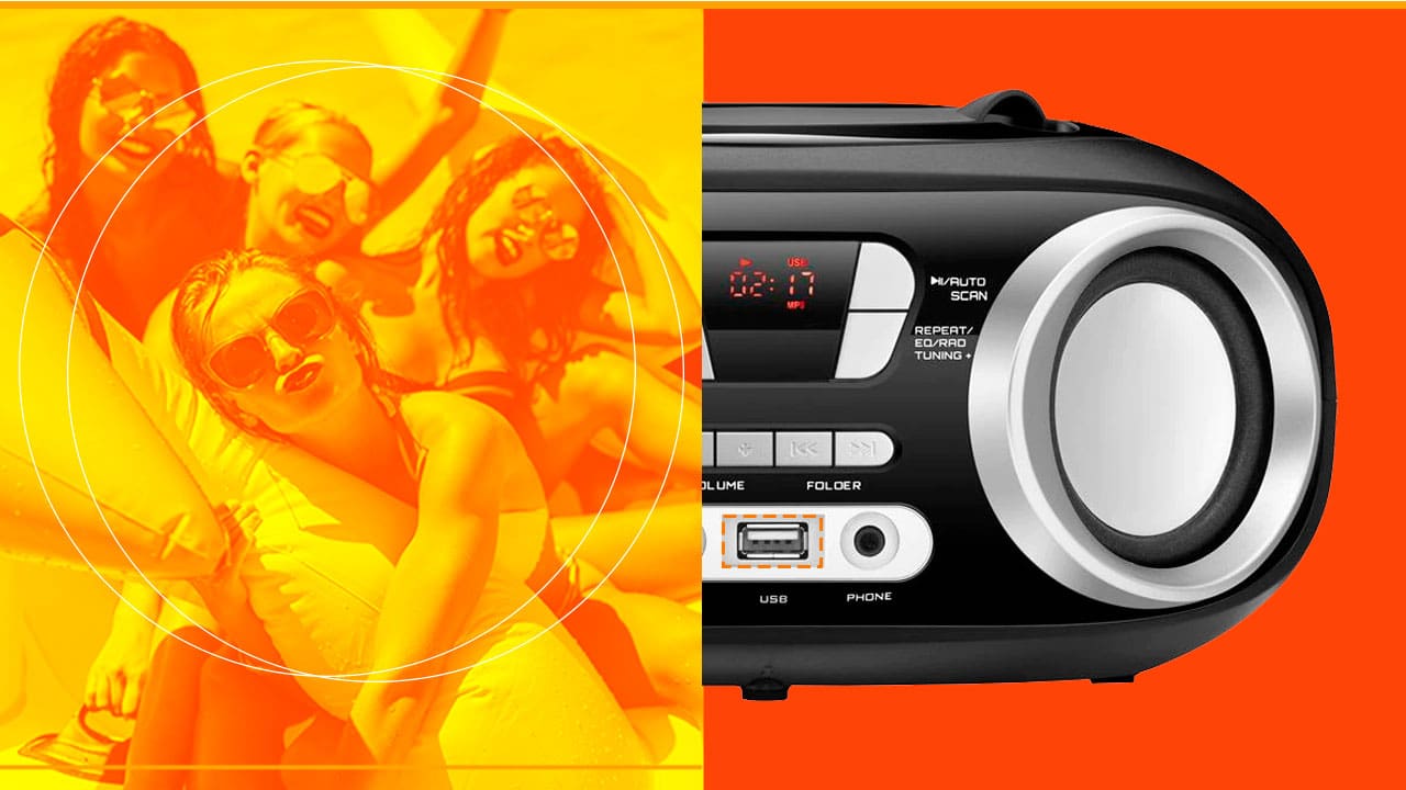 Rádio Portátil Mondial conexões potência