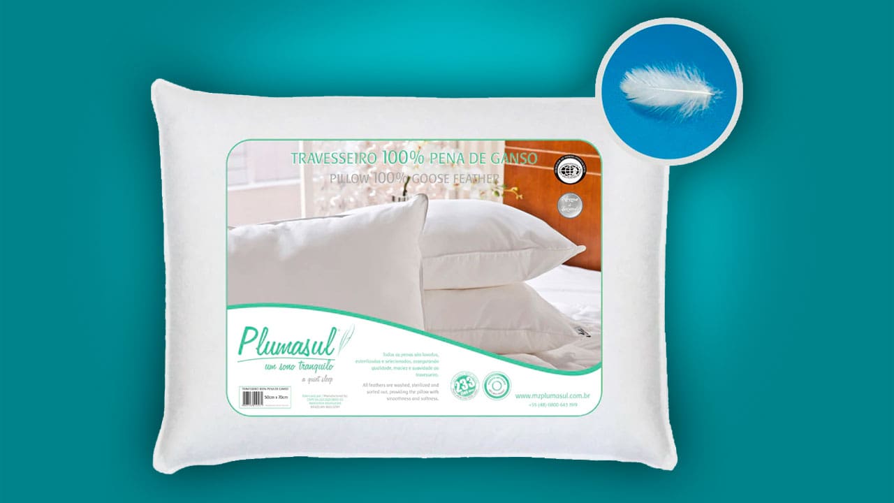 Travesseiro Plumasul Penas de Ganso Branco 50 x 70 cm