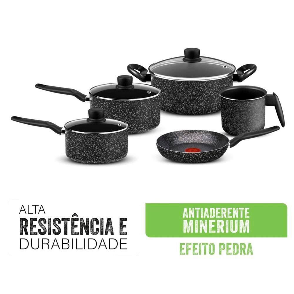  Conjunto de Panelas 5 Peças Rochedo Stone 
