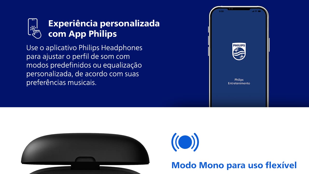 Fones de Ouvido True Wireless Philips TAT2500BK/00