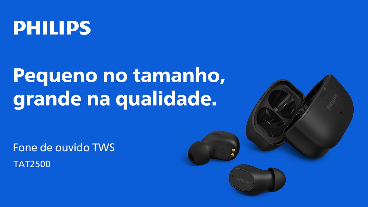 Fones de Ouvido True Wireless Philips TAT2500BK/00