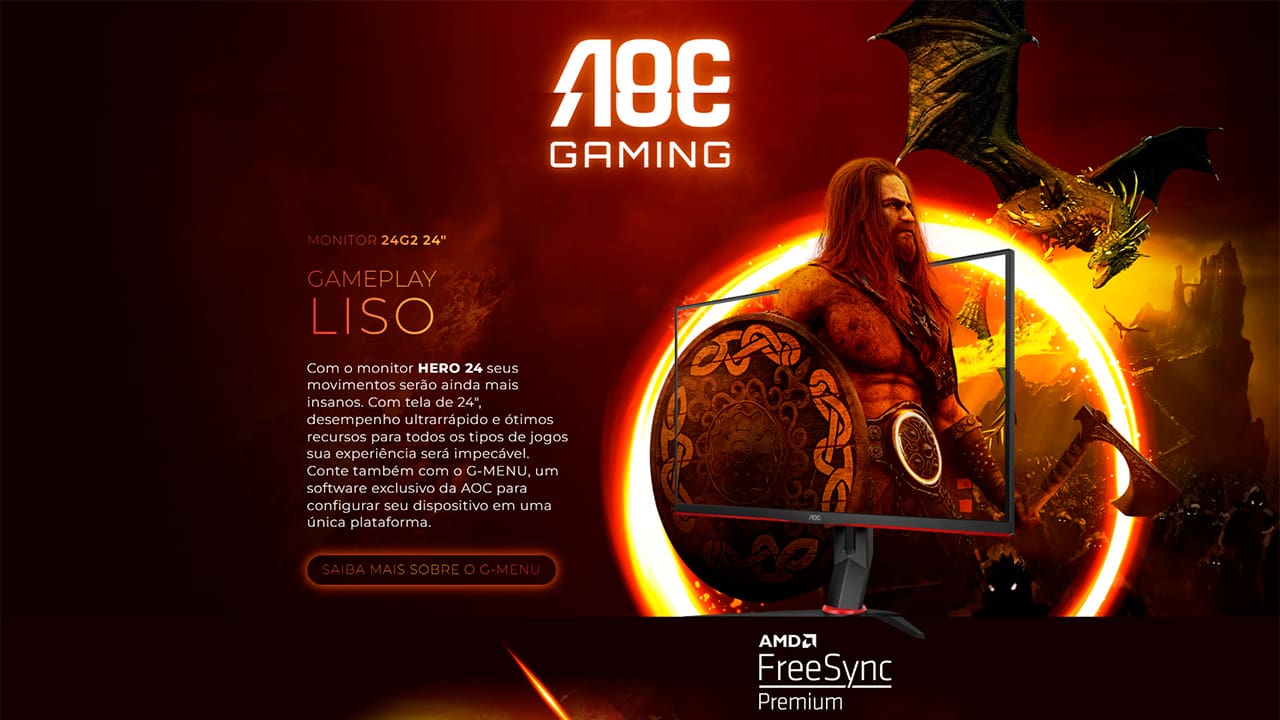 Monitor Gamer LED 23.8" Full HD AOC Hero 24G2/BK
