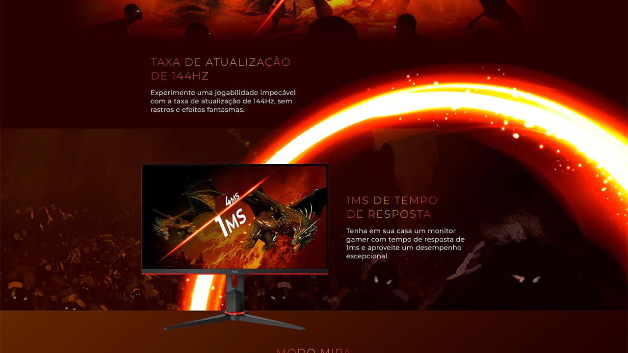 Monitor Gamer LED 23.8" Full HD AOC Hero 24G2/BK