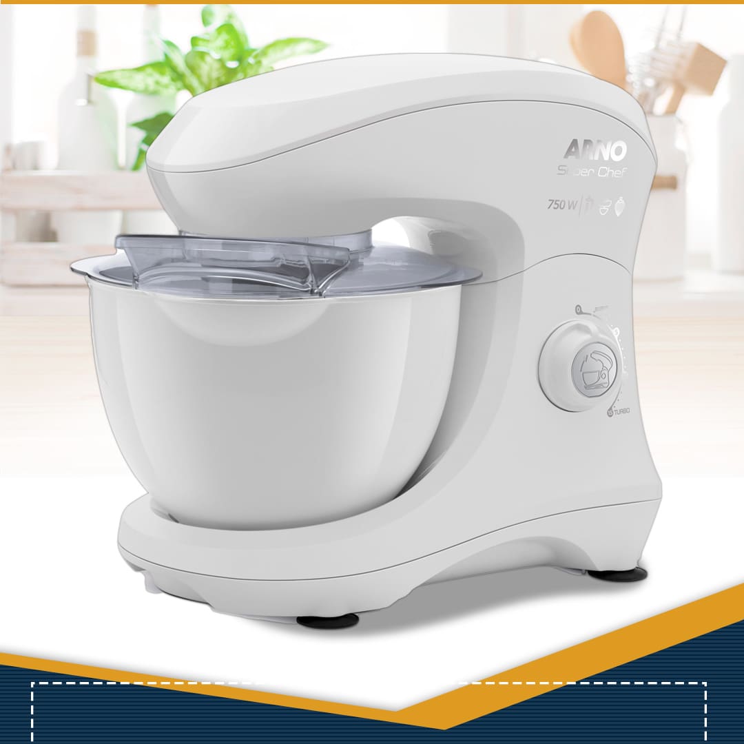 Batedeira Planetária Arno Super Chef KM00 750W potência 15 velocidades 3 batedores