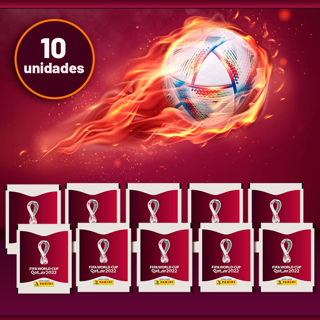 Kit com 10 envelopes de figurinhas Oficiais da Copa do Mundo 2022 Qatar - Panini