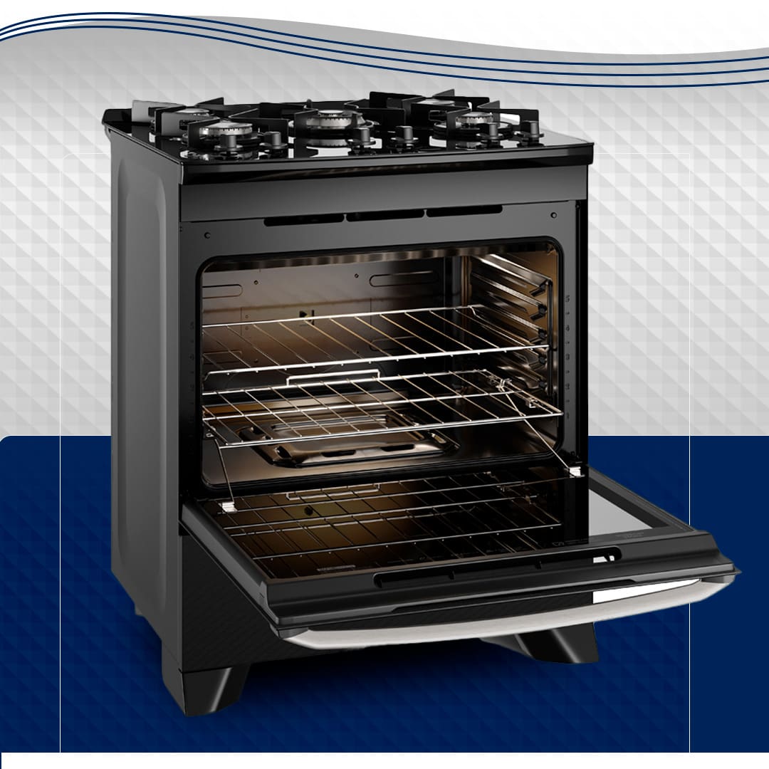 Fogão Electrolux 5 Bocas FE5GP Preto forno 96,5 litros capacidade