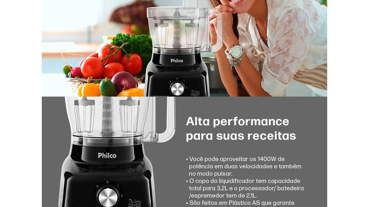 Multiprocessador de Alimentos Philco 9 em 1 PMP1600V Vermelho