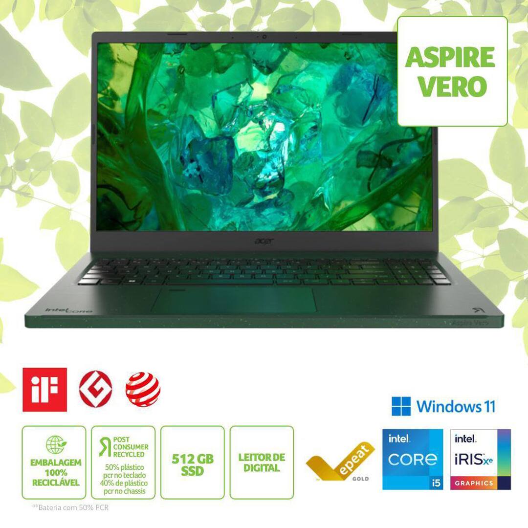 Notebook Acer Aspire Vero com Processador Intel | Extra