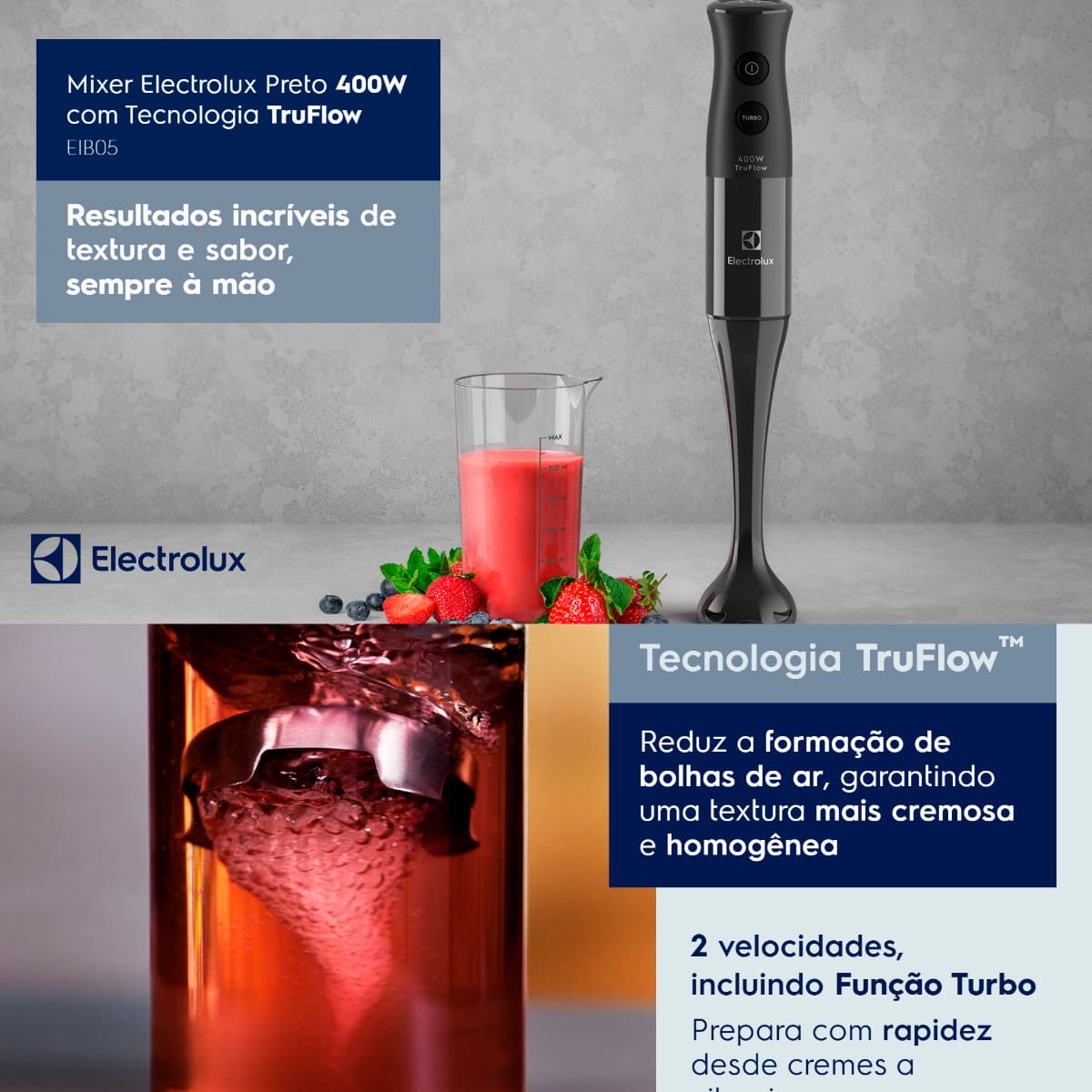 Mixer Electrolux com Tecnologia TruFlow Preto - 400W