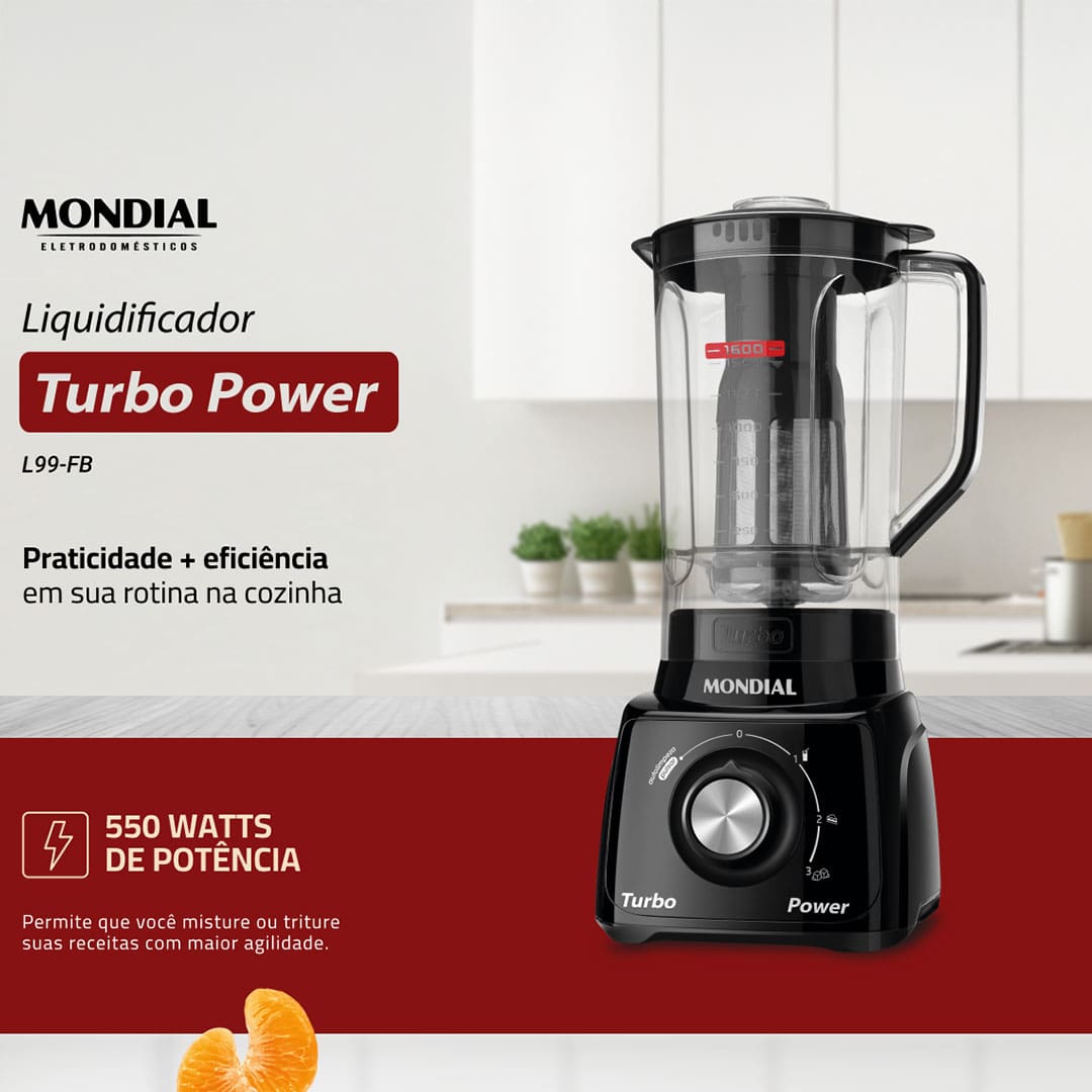  Liquidificador Mondial Turbo Power L-99 FB Preto