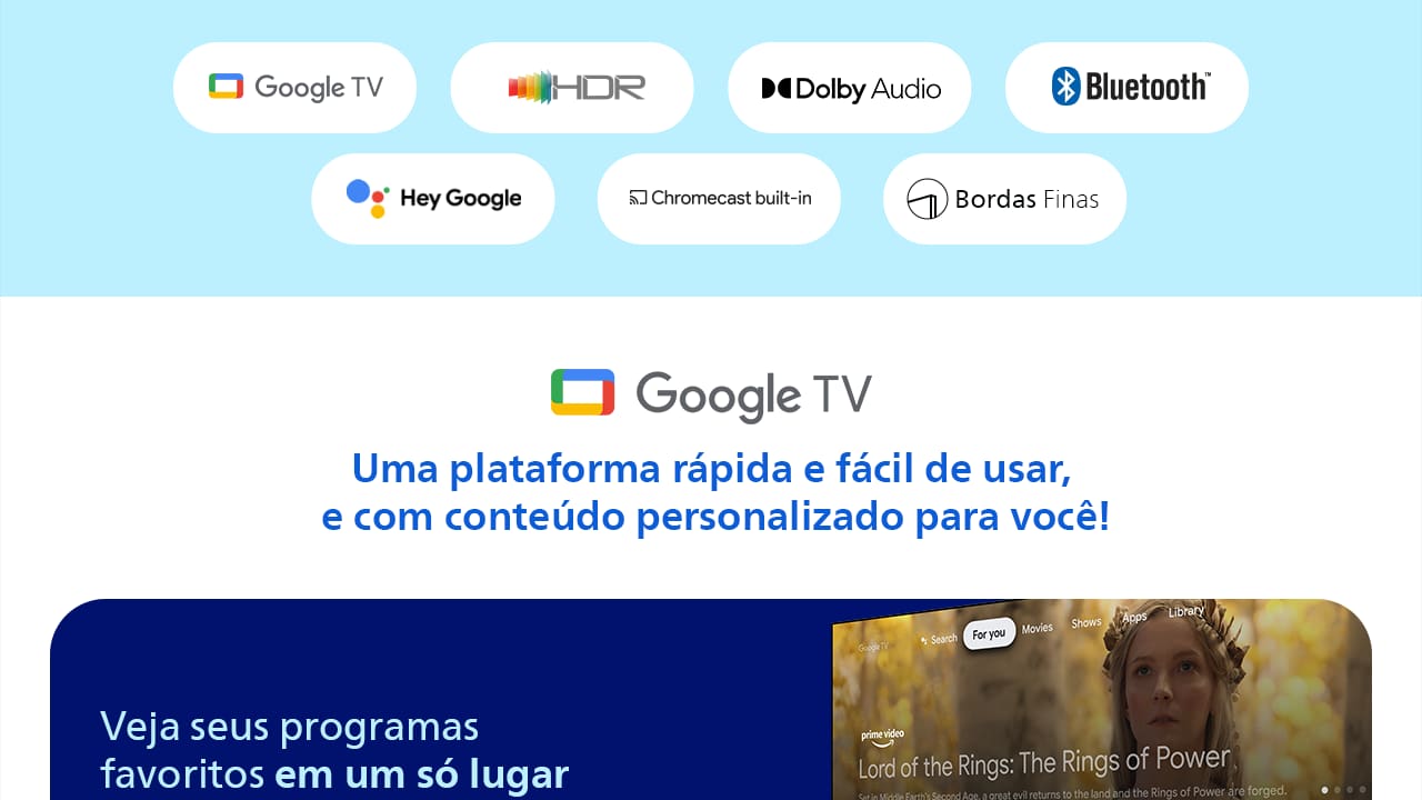Smart TV 75" 4K Philips 75PUG7019/78 Google TV