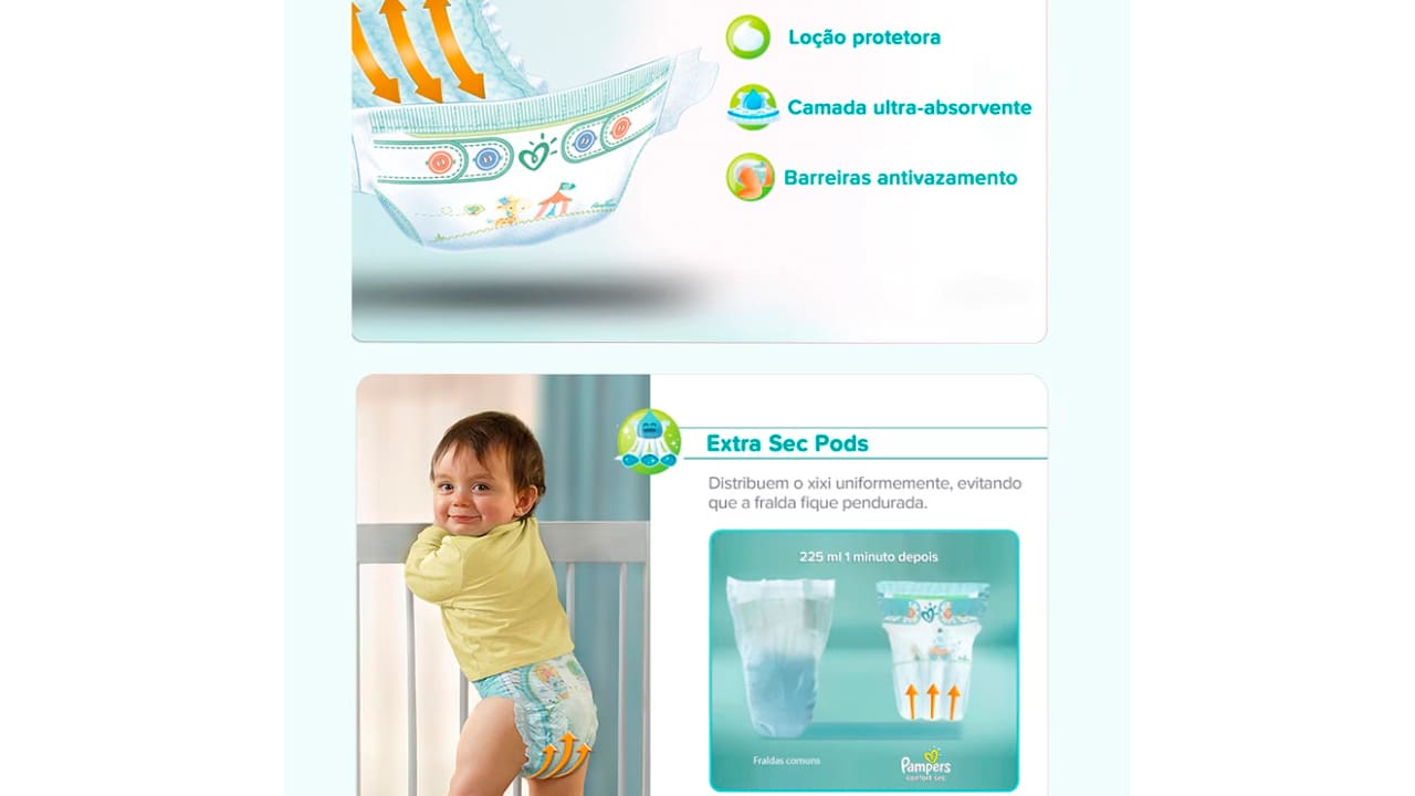 Fralda Pampers Confort Sec Mega Tamanho P 50 Unidades