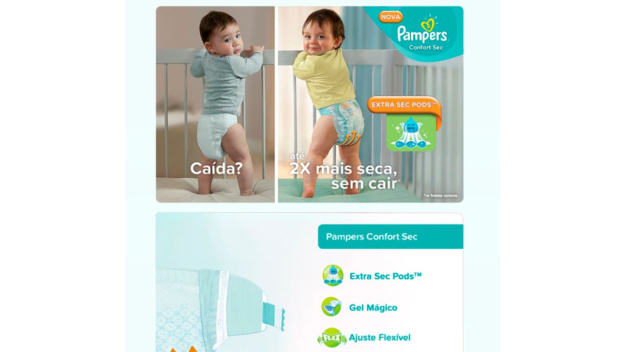 Fralda Pampers Confort Sec Mega Tamanho P 50 Unidades