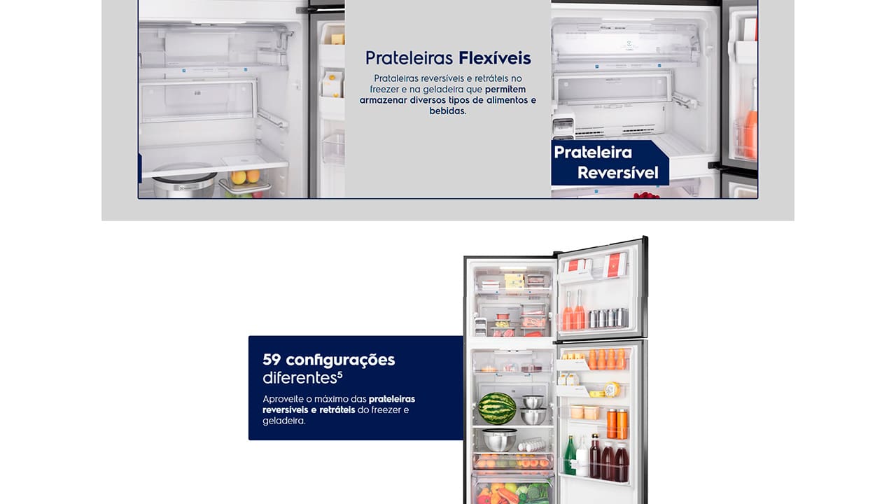 Geladeira Electrolux IF56B Top Freezer Efficient Black Inox 474L
