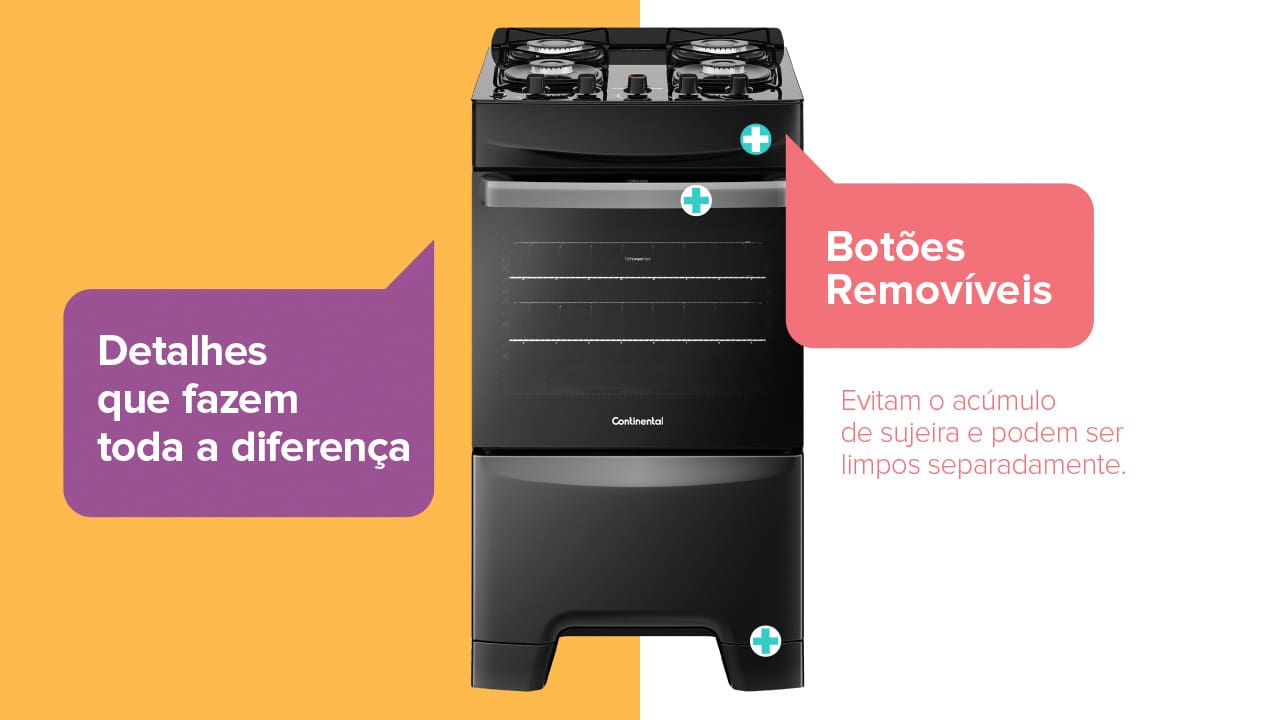 Fogão 4 Bocas Continental FC4GP Preto