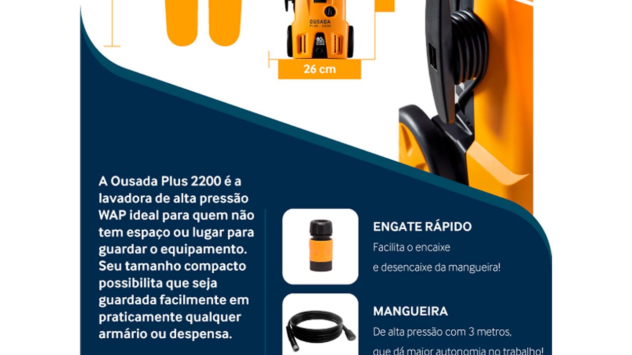 Lavadora de Alta Pressão Wap Ousada Plus 2200 -1750PSI
