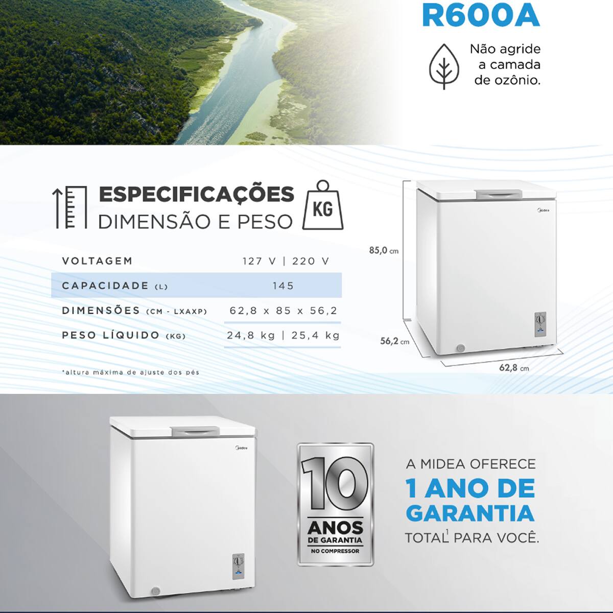 Freezer Horizontal Midea MDRC207 145 litros