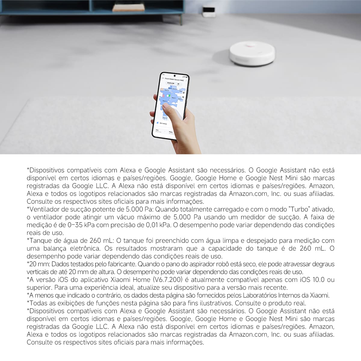 Aspirador Robô Xiaomi S40C 3 em 1 55W Filtro HEPA Controle por App Bivolt Branco