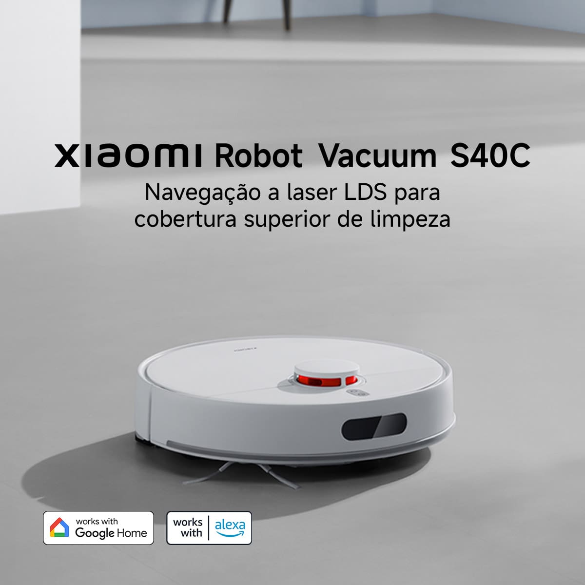Aspirador Robô Xiaomi S40C 3 em 1 55W Filtro HEPA Controle por App Bivolt Branco