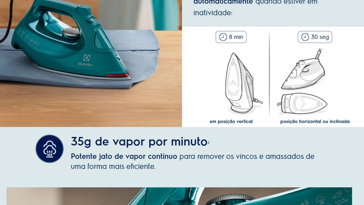 FERRO A VAPOR ELECTROLUX EXPERIENCE ESI80