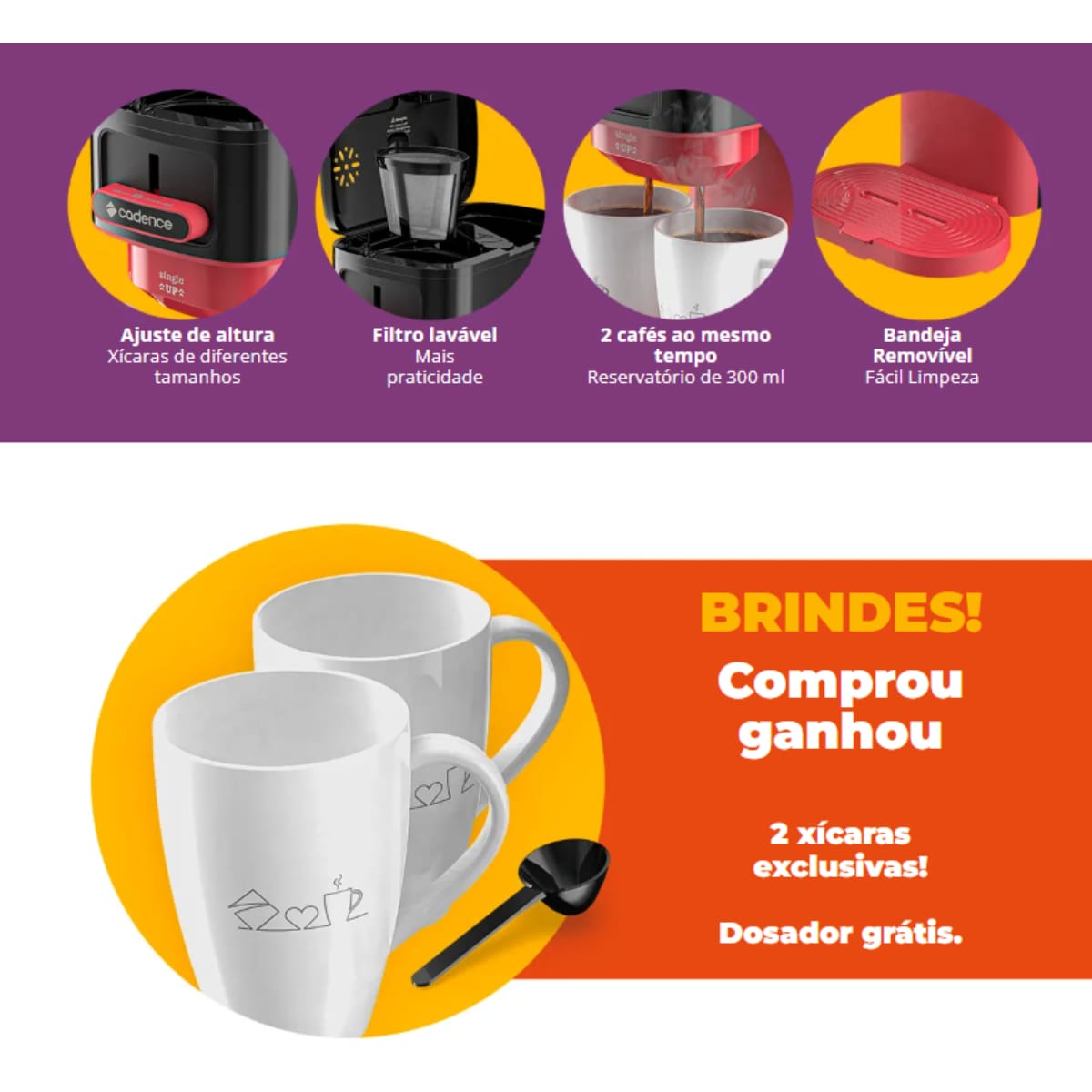 Cafeteira Elétrica Cadence Single Up Compacta Port...