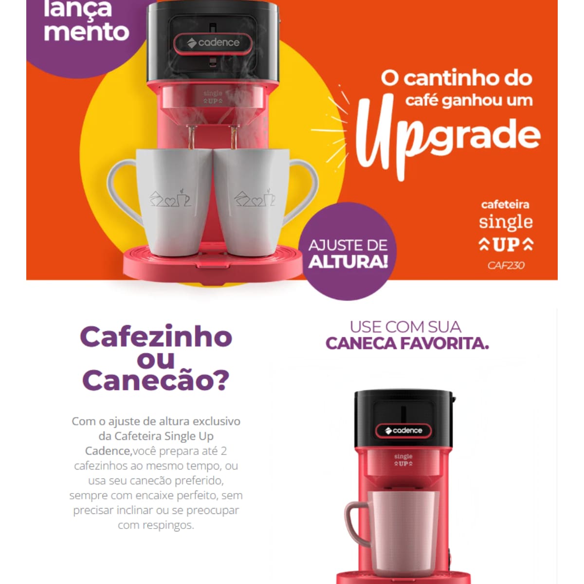 Cafeteira Elétrica Cadence Single Up Compacta Port...