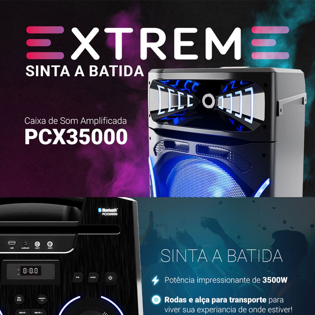 Som potente para festas inesquecíveis Transforme suas festas com a Torre de Som Amplificada Philco PCX35000! Com impressionantes 3500W de potência, ela é equipada com dois woofers de 15” e um tweeter, garantindo graves intensos e uma qualidade de som que vai agitar qualquer evento.
