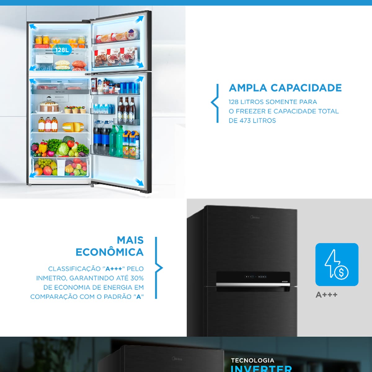 Geladeira Midea Frost Free Duplex 473 Litros