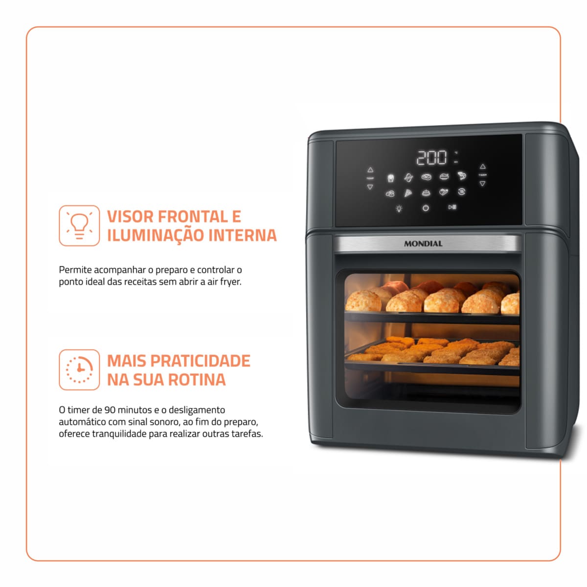 Fritadeira Air Fryer Oven Mondial AFON-12L-FG 12L ...
