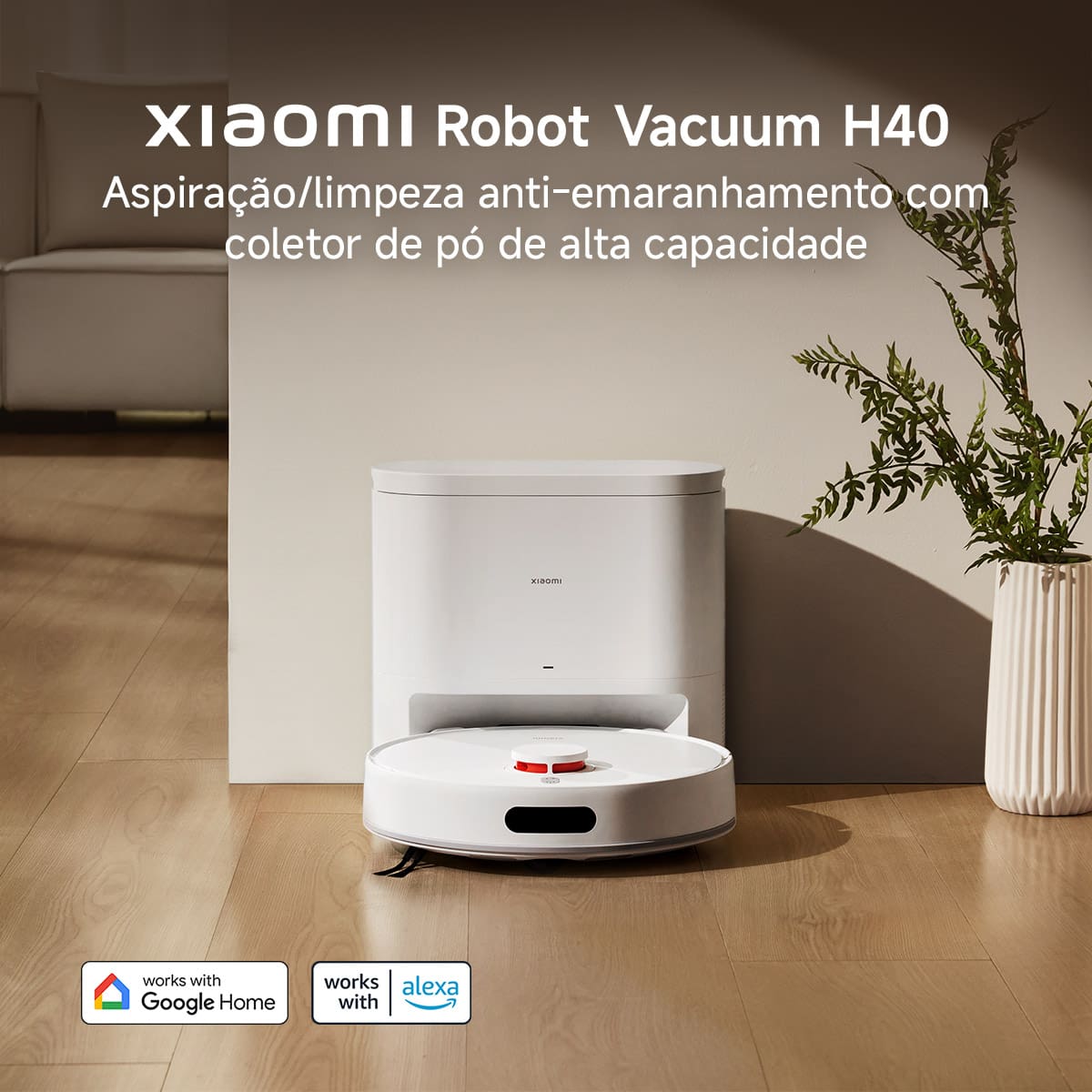 Robô aspirador Xiaomi com base de autoesvaziamento.