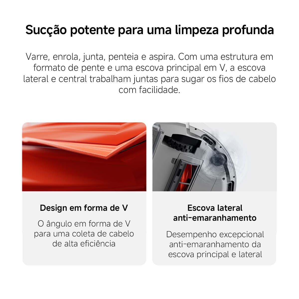 Mostrando a parte inferior do Aspirador Robô Xiaomi H40 