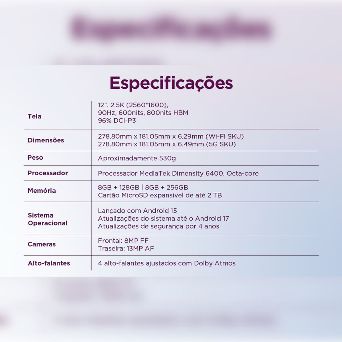 Tablet Lenovo Idea Tab Plus 12.1” Android 15 256GB ZAG70941BR