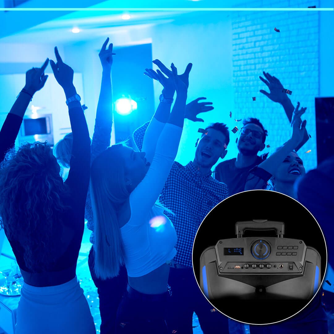 Caixa de Som Amplificada Pulse Burst SP403 alto-falante LEDs bateria longa duração