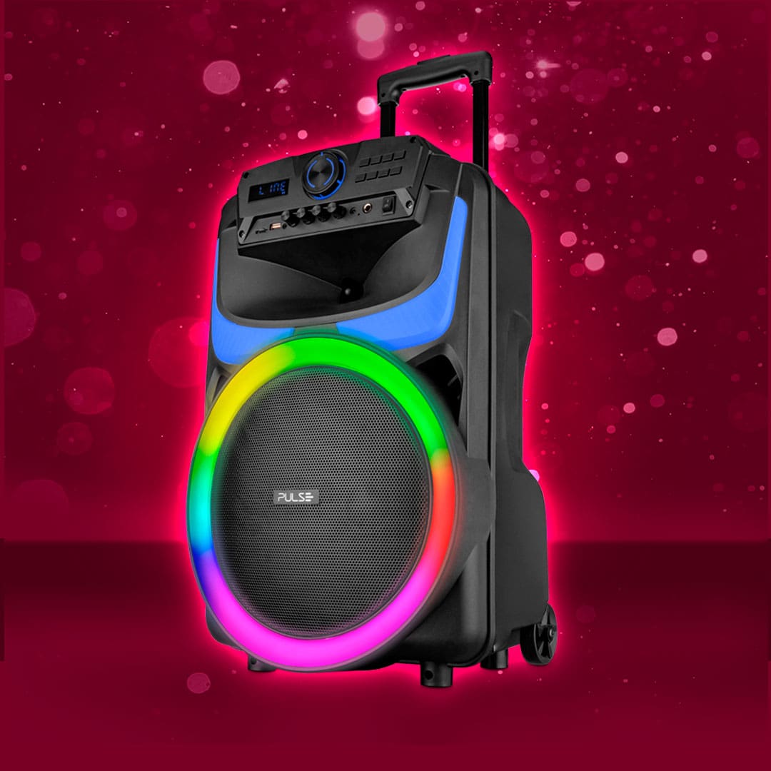 Caixa de Som Amplificada Pulse Burst SP403 alto-falante LEDs bateria longa duração