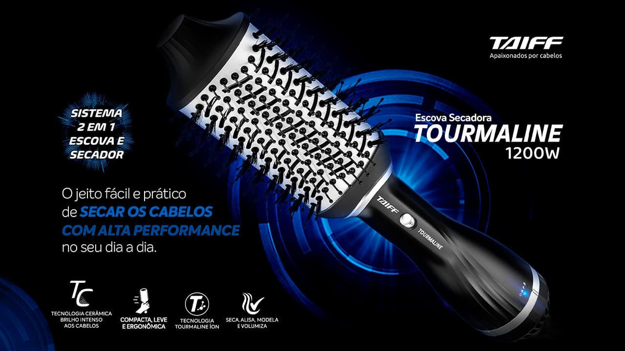  Escova Rotativa Oval Taiff Tourmaline