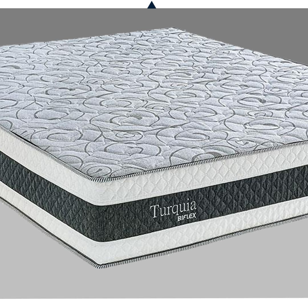 Colchão Queen Size Biflex Turquia Branco Grafite