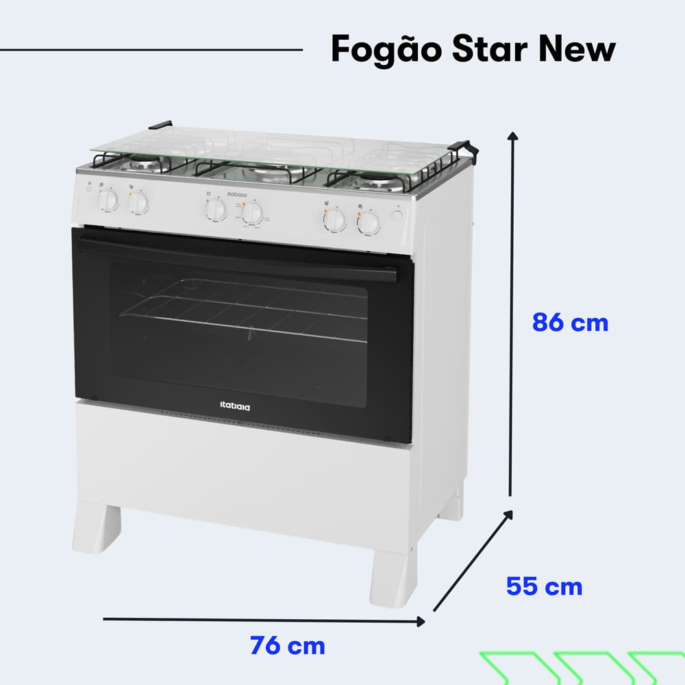 O Fogão 5 Bocas Star New da Itatiaia é a escolha perfeita para quem busca um produto de qualidade, com design moderno e funcionalidades que facilitam o dia a dia. Com mesa em inox, o fogão é resistente e fácil de limpar. O acendimento automático garante facilidade e praticidade no preparo das refeições e e garante mais segurança na hora de cozinhar.