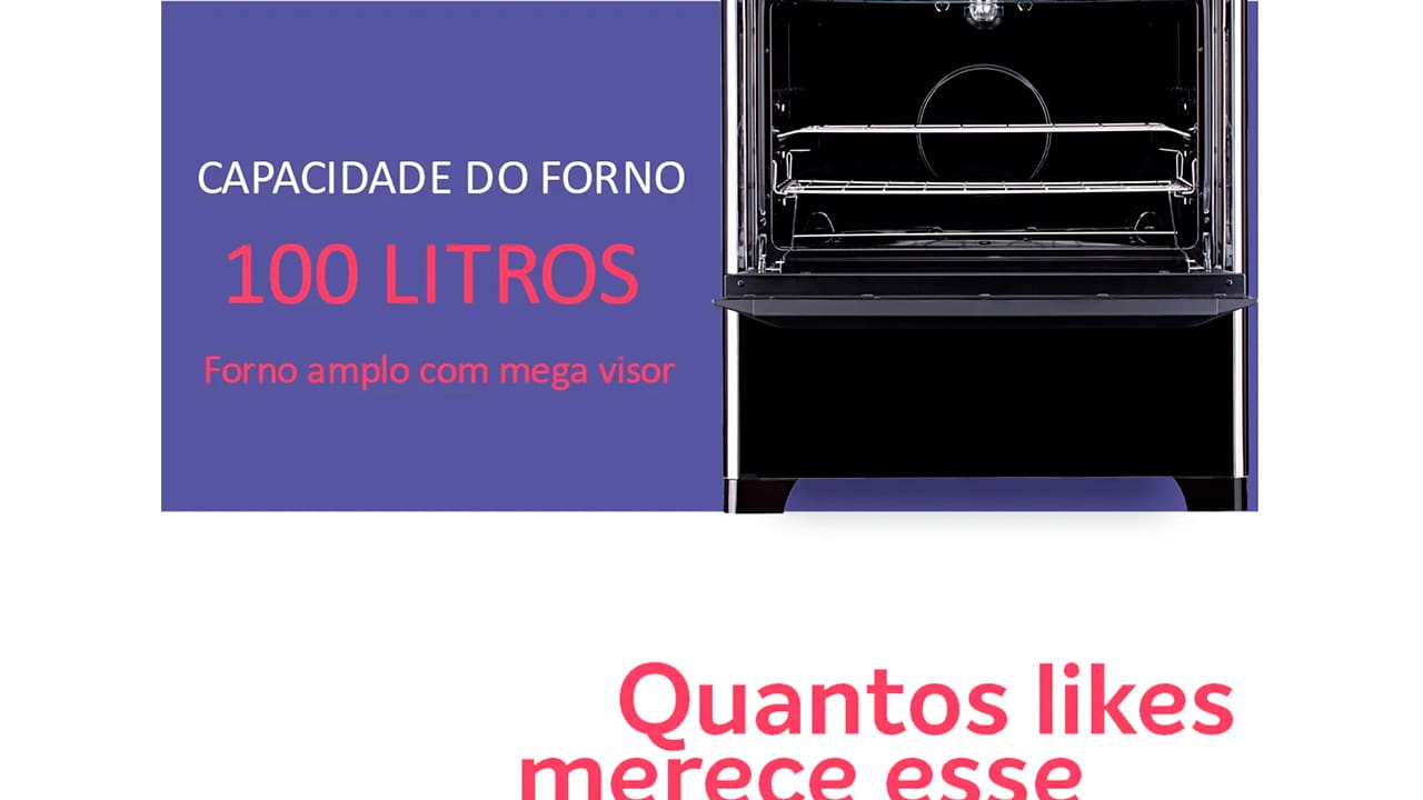 Fogão Dako 5 Bocas Magister Preto com Mesa de Vidro