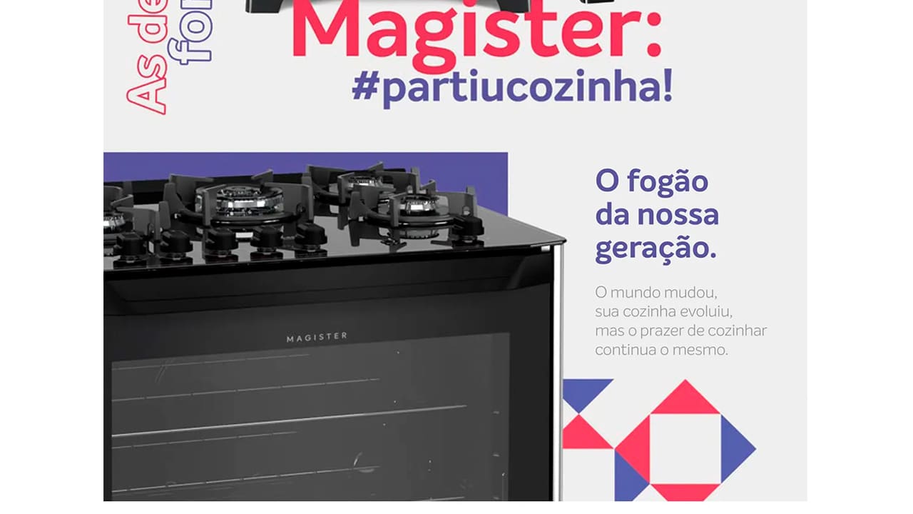 Fogão Dako 5 Bocas Magister Preto com Mesa de Vidro