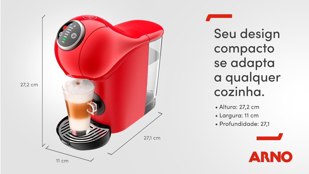 Versatilidade em Cada xícara A Máquina de Café Arno Nescafé Dolce Gusto Genio S Plus é uma máquina multi bebidas que transforma a experiência do café em casa. Com a capacidade de preparar mais de 45 tipos de bebidas, ela atende a todos os gostos, desde cafés curtos e longos até chás e chocolate quente. Sua operação é rápida e eficiente, permitindo que você desfrute de sua bebida favorita em menos de 30 segundos.