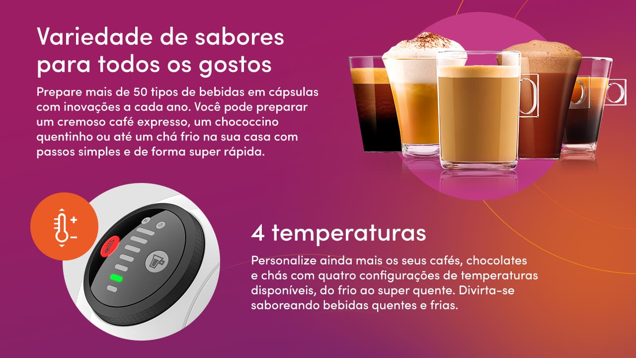 Versatilidade em Cada xícara A Máquina de Café Arno Nescafé Dolce Gusto Genio S Plus é uma máquina multi bebidas que transforma a experiência do café em casa. Com a capacidade de preparar mais de 45 tipos de bebidas, ela atende a todos os gostos, desde cafés curtos e longos até chás e chocolate quente. Sua operação é rápida e eficiente, permitindo que você desfrute de sua bebida favorita em menos de 30 segundos.