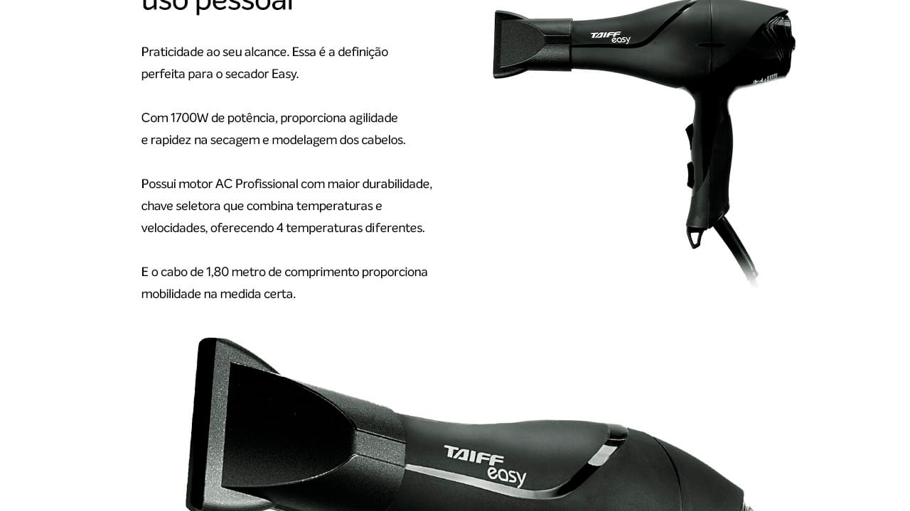 Secador De Cabelo Taiff Easy 127v 110v 1700w Profissional